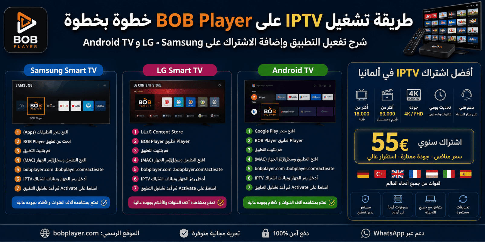 تشغيل IPTV على BOB Player